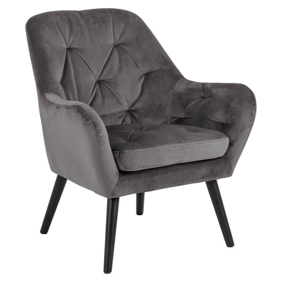 Read more about Asatro fabric lounge chair in dark grey with black wooden legs