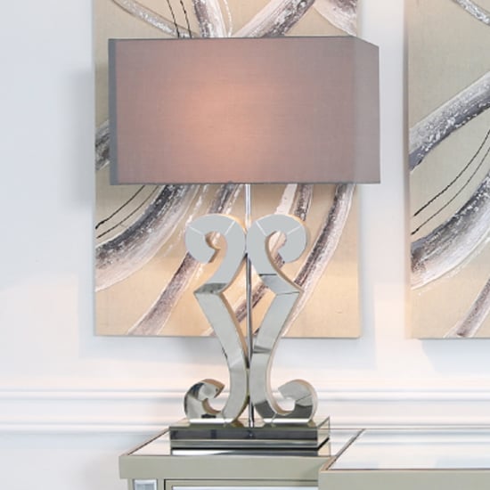 Asbury Grey Velvet Shade Table Lamp With Clear Glass Base Furniture