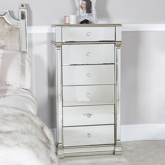 Asbury Mirrored Chest Of 6 Drawers Tall In Champagne_1