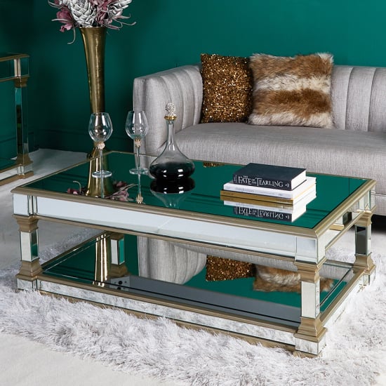 Photo of Asbury mirrored coffee table in champagne