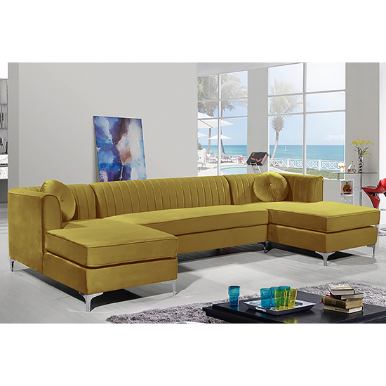 Photo of Asbury u-shape plush velvet corner sofa in grass