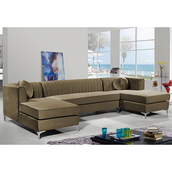 Read more about Asbury u-shape plush velvet corner sofa in parchment