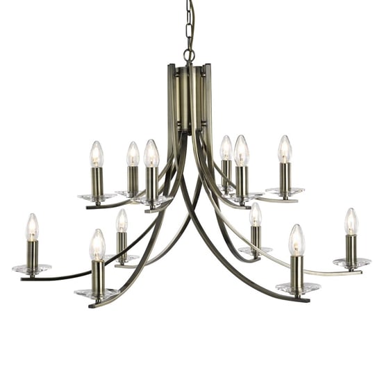 Product photograph of Ascona 12 Lights Clear Glass Pendant Light In Antique Brass from Furniture in Fashion