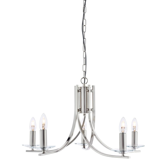 Ascona 5 Lights Clear Glass Pendant Light In Satin Silver
