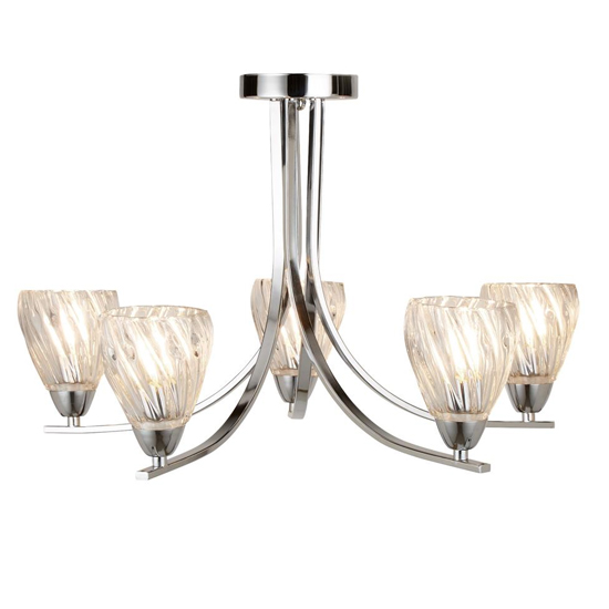 Read more about Ascona 5 lights glass semi flush ceiling light in chrome