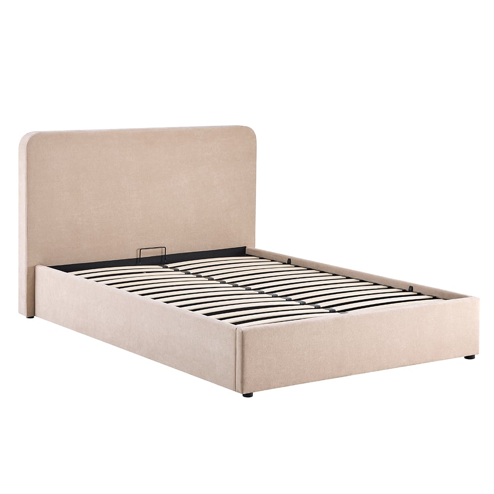 Ascot Fabric Ottoman Storage Double Bed In Stone