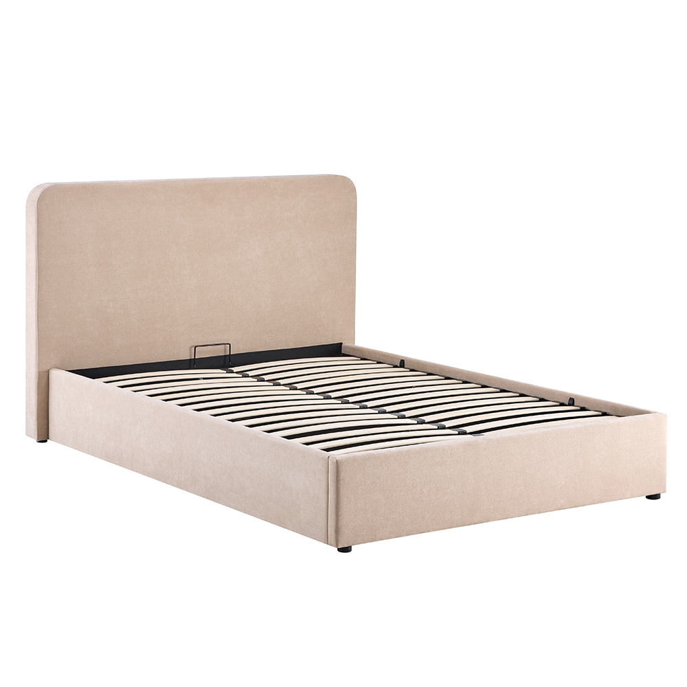 Ascot Fabric Ottoman Storage King Size Bed In Stone