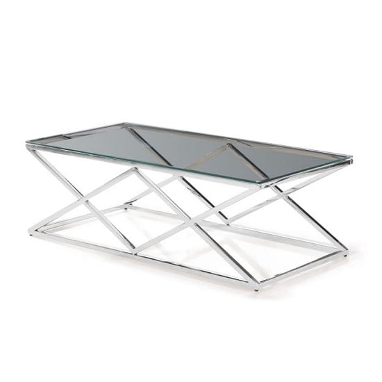 Product photograph of Vauxhall Glass Coffee Table In Clear With Polished Steel Frame from Furniture in Fashion