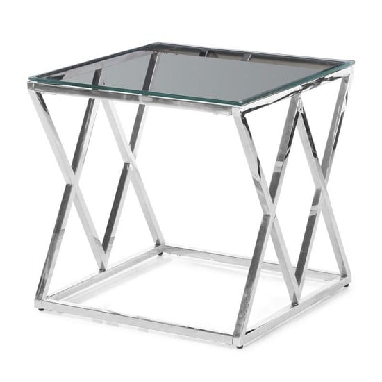 Read more about Vauxhall clear glass square side table with chrome frame