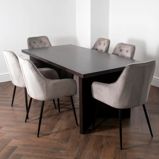 Product photograph of Akron Wooden Dining Table With 4 Maura Chairs In Walnut from Furniture in Fashion