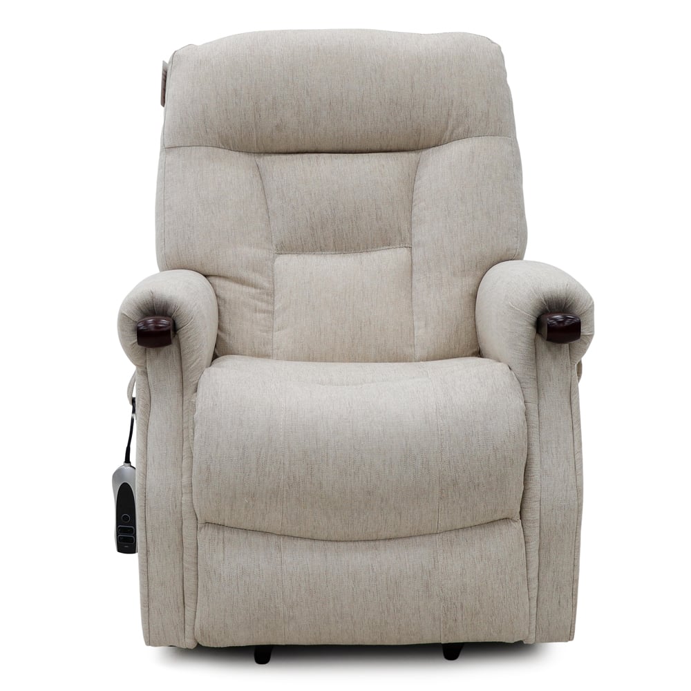 Aseris Fabric Dual Motor Lift Tilt Recliner Chair in Beige