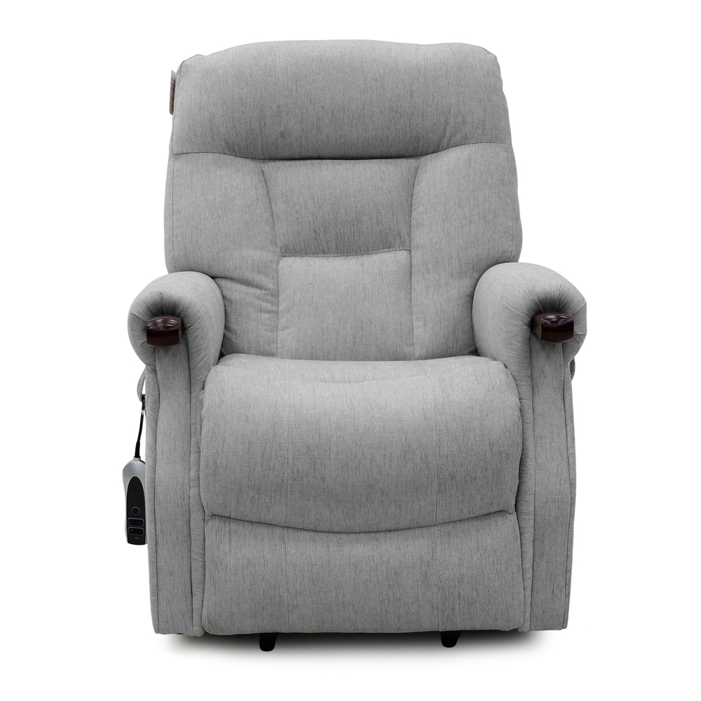 Aseris Fabric Dual Motor Lift Tilt Recliner Chair in Silver