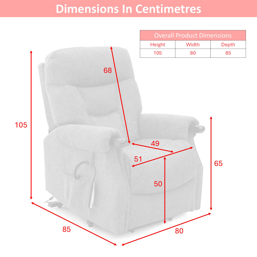 Aseris Fabric Dual Motor Lift Tilt Recliner Chair in Silver