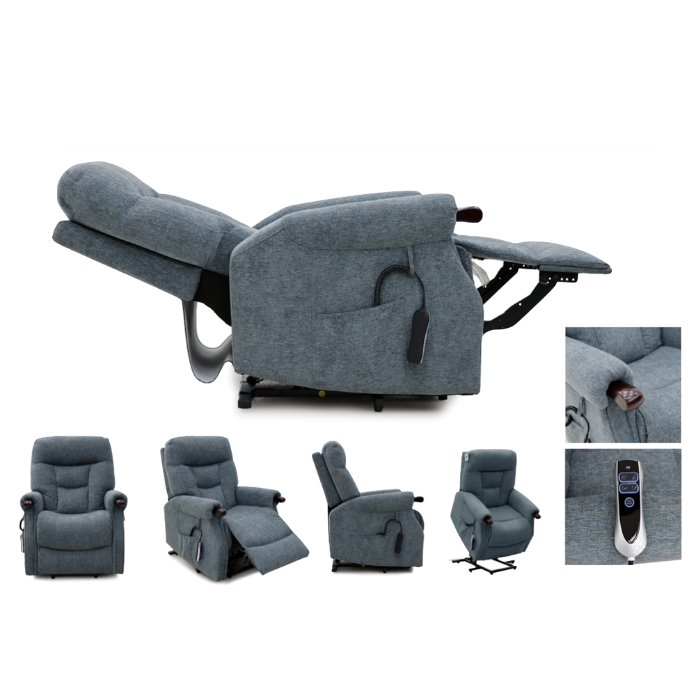 Aseris Fabric Dual Motor Lift Tilt Recliner Chair in Steel