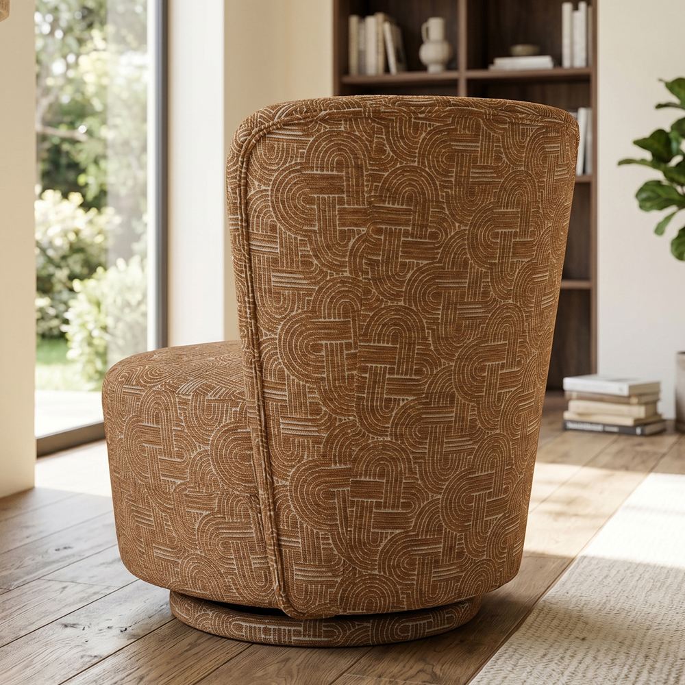 Aseron Fabric Swivel Accent Chair in Amber