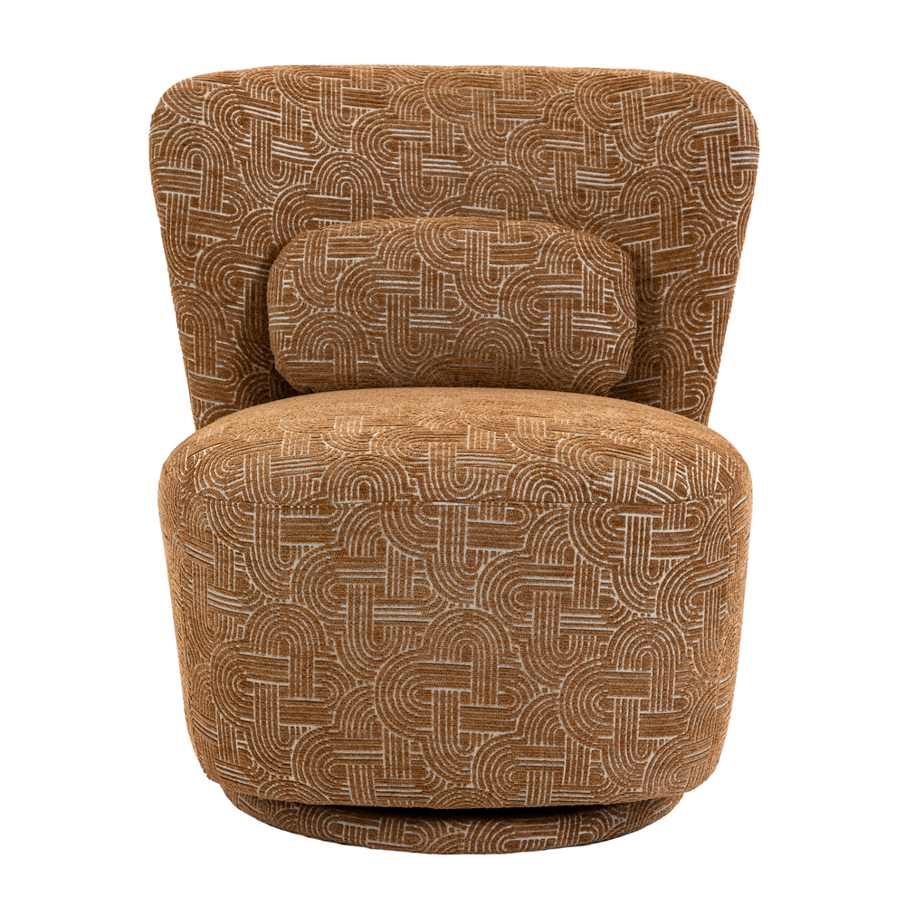 Aseron Fabric Swivel Accent Chair in Amber