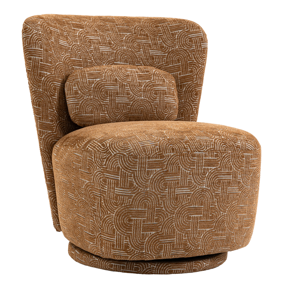 Aseron Fabric Swivel Accent Chair in Amber