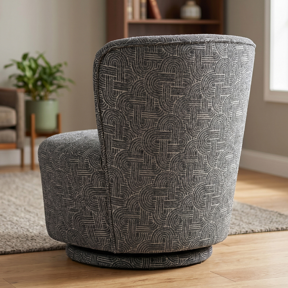Aseron Fabric Swivel Accent Chair in Charcoal