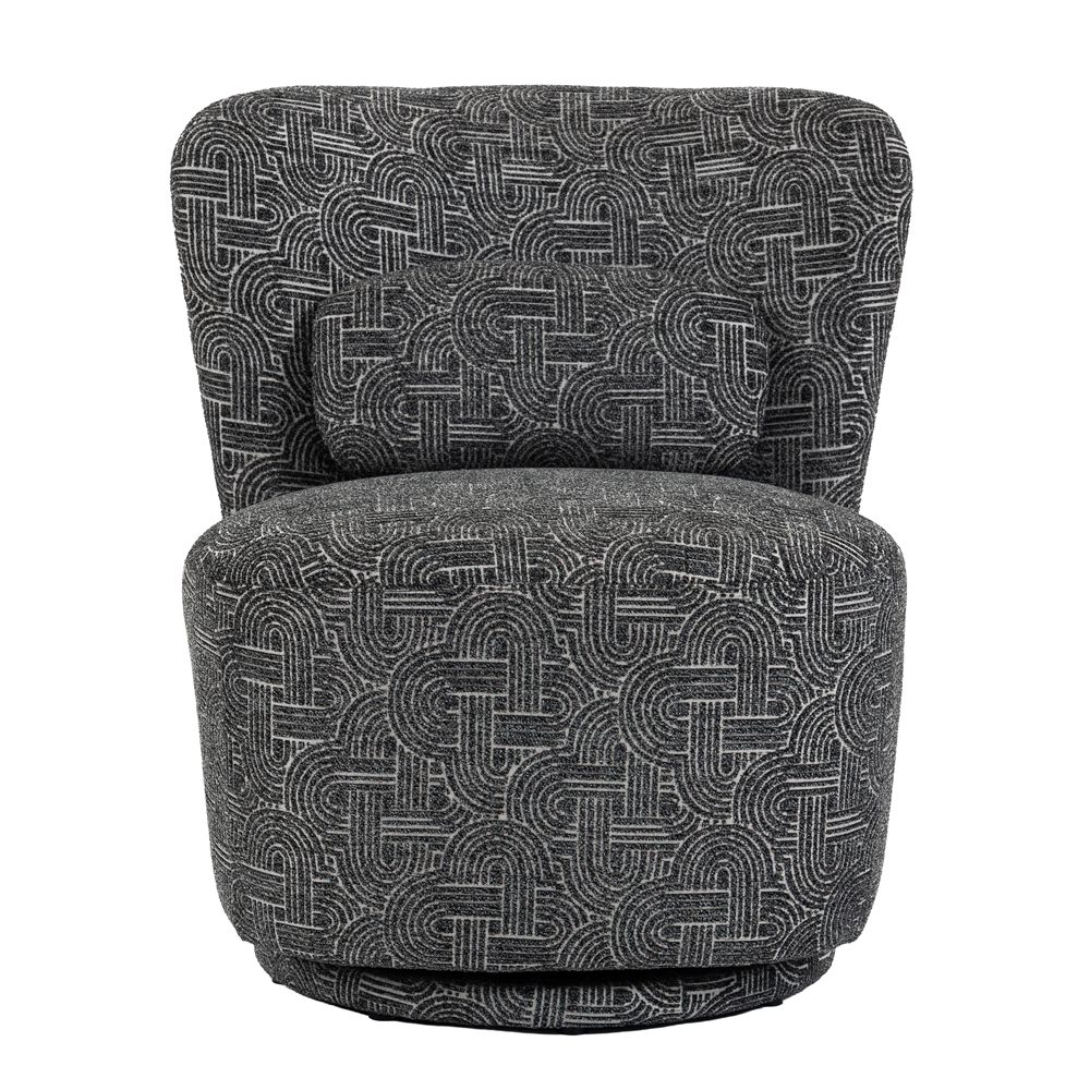 Aseron Fabric Swivel Accent Chair in Charcoal