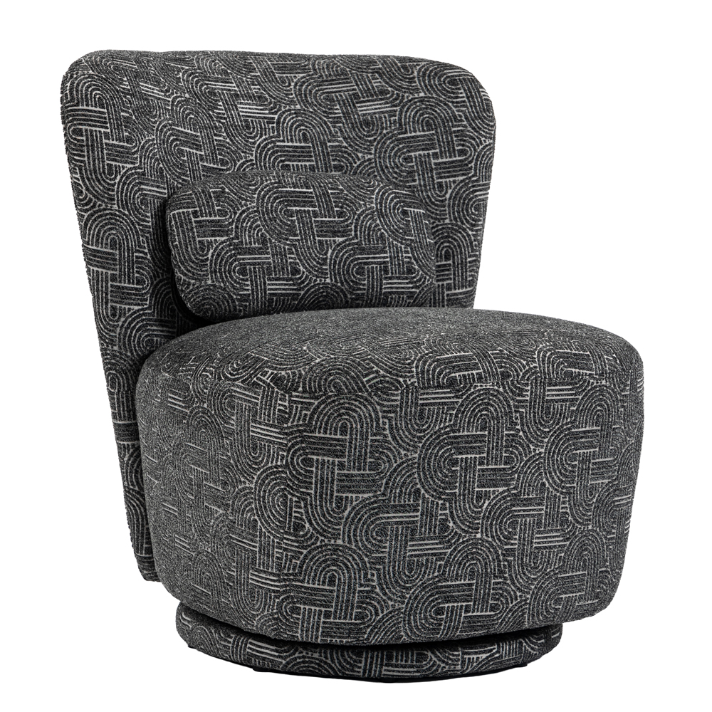 Aseron Fabric Swivel Accent Chair in Charcoal
