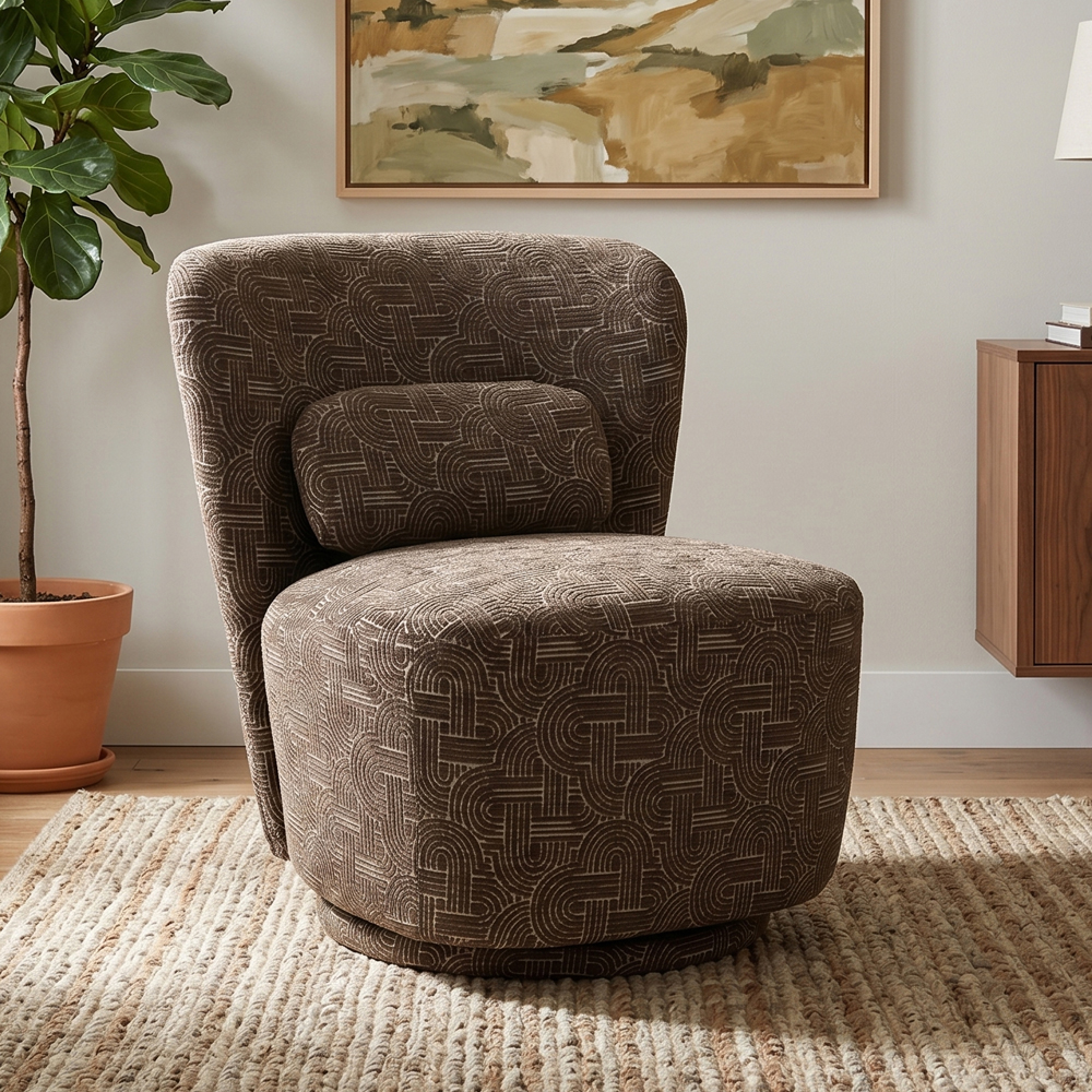 Aseron Fabric Swivel Accent Chair in Espresso