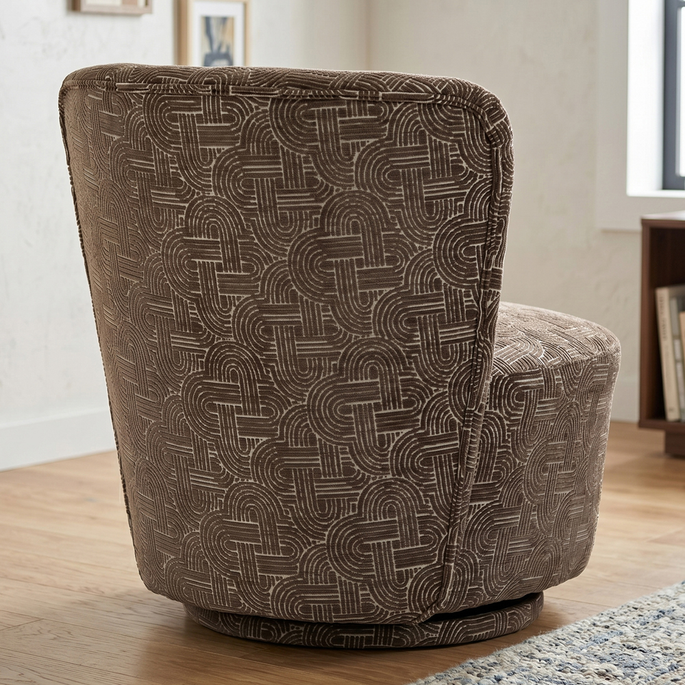 Aseron Fabric Swivel Accent Chair in Espresso