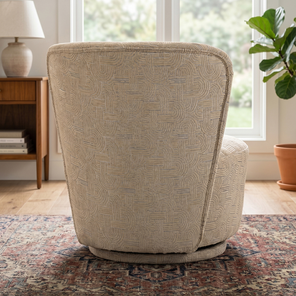 Aseron Fabric Swivel Accent Chair in Oatmeal