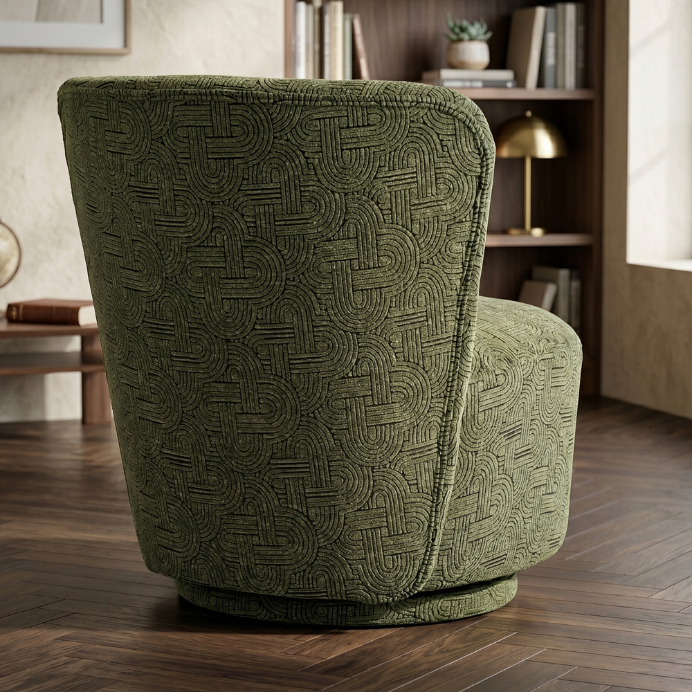 Aseron Fabric Swivel Accent Chair in Olive