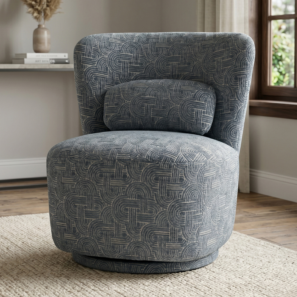 Aseron Fabric Swivel Accent Chair in Slate
