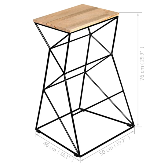 Asha Brown Wooden Bar Stools With Black Steel Frame In A Pair_3