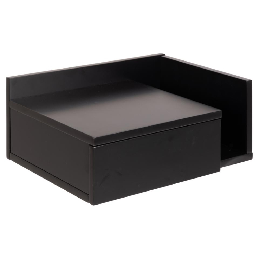 Ashanti Wall Hung Wooden Bedside Cabinet With 1 Shelf In Black