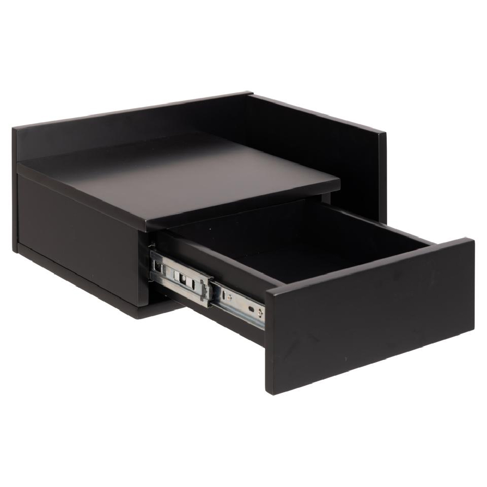 Ashanti Wall Hung Wooden Bedside Cabinet With 1 Shelf In Black