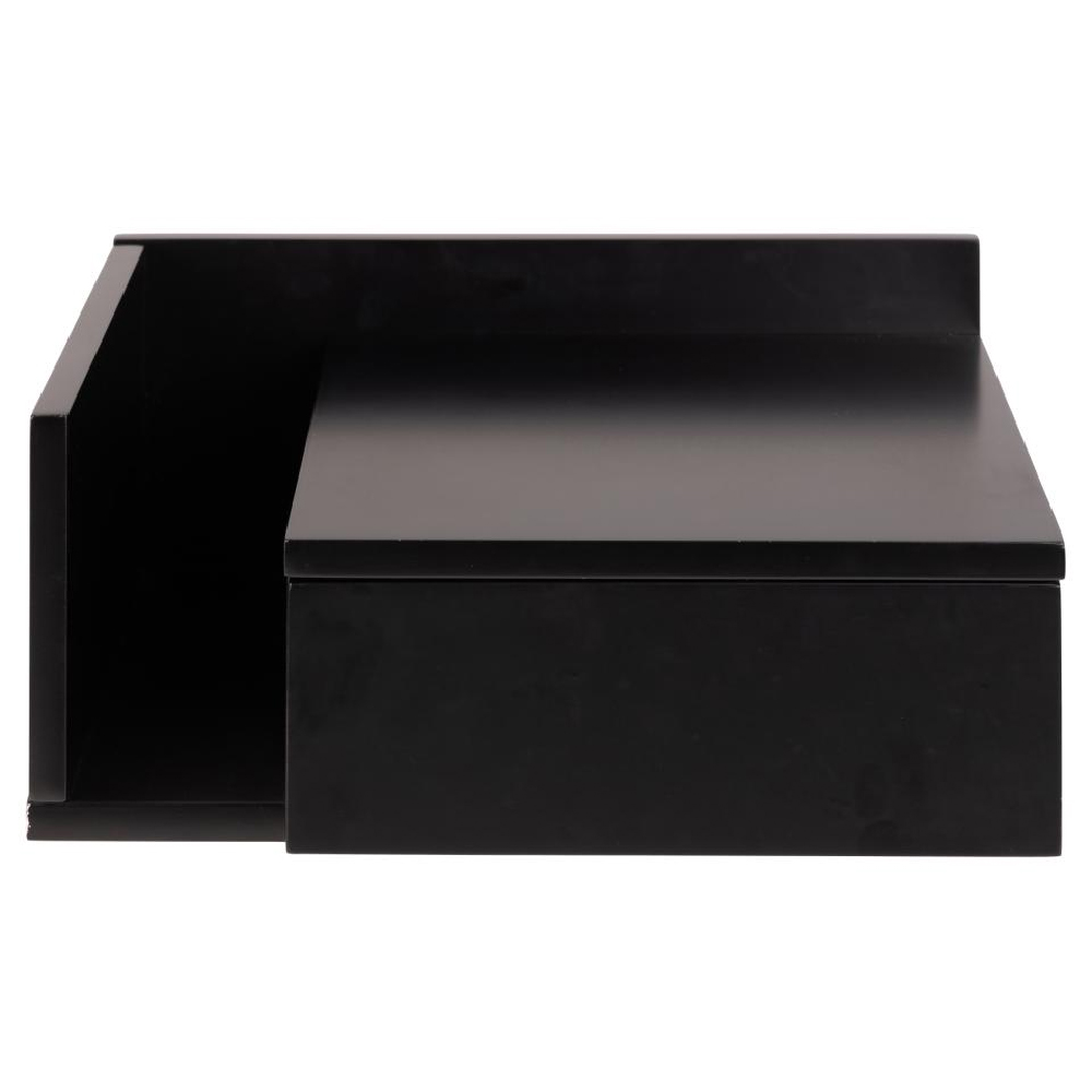 Ashanti Wall Hung Wooden Bedside Cabinet With 1 Shelf In Black