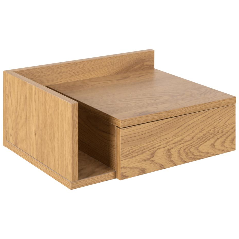 Ashanti Wall Hung Wooden Bedside Cabinet With 1 Shelf In Oak