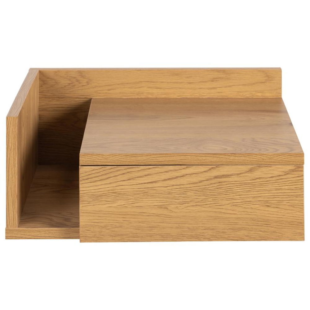 Ashanti Wall Hung Wooden Bedside Cabinet With 1 Shelf In Oak