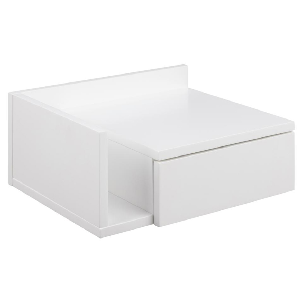 Ashanti Wall Hung Wooden Bedside Cabinet With 1 Shelf In White