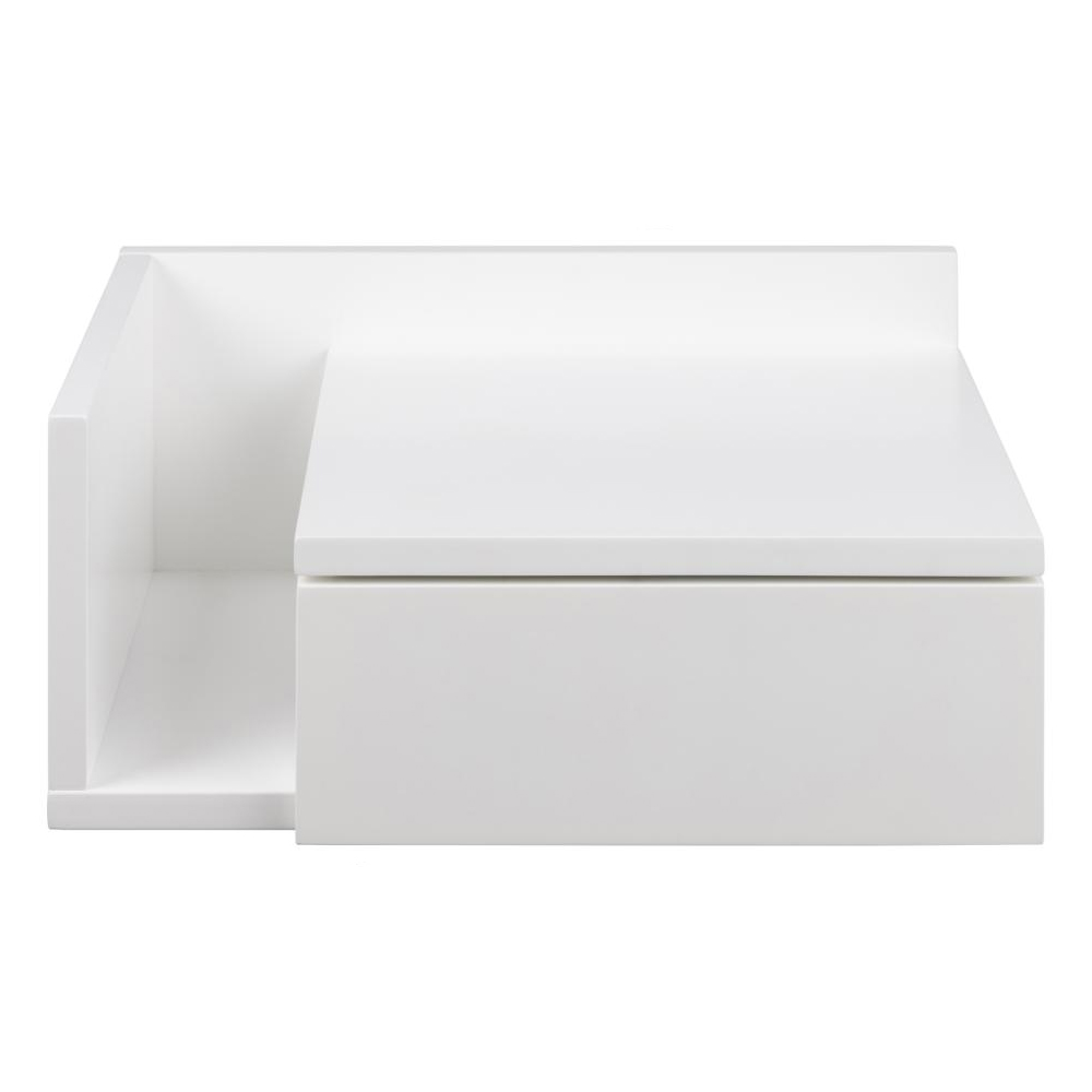 Ashanti Wall Hung Wooden Bedside Cabinet With 1 Shelf In White