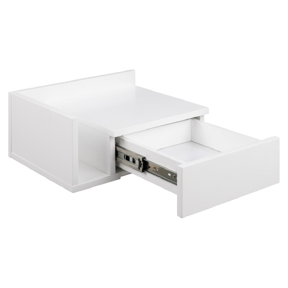 Ashanti Wall Hung Wooden Bedside Cabinet With 1 Shelf In White