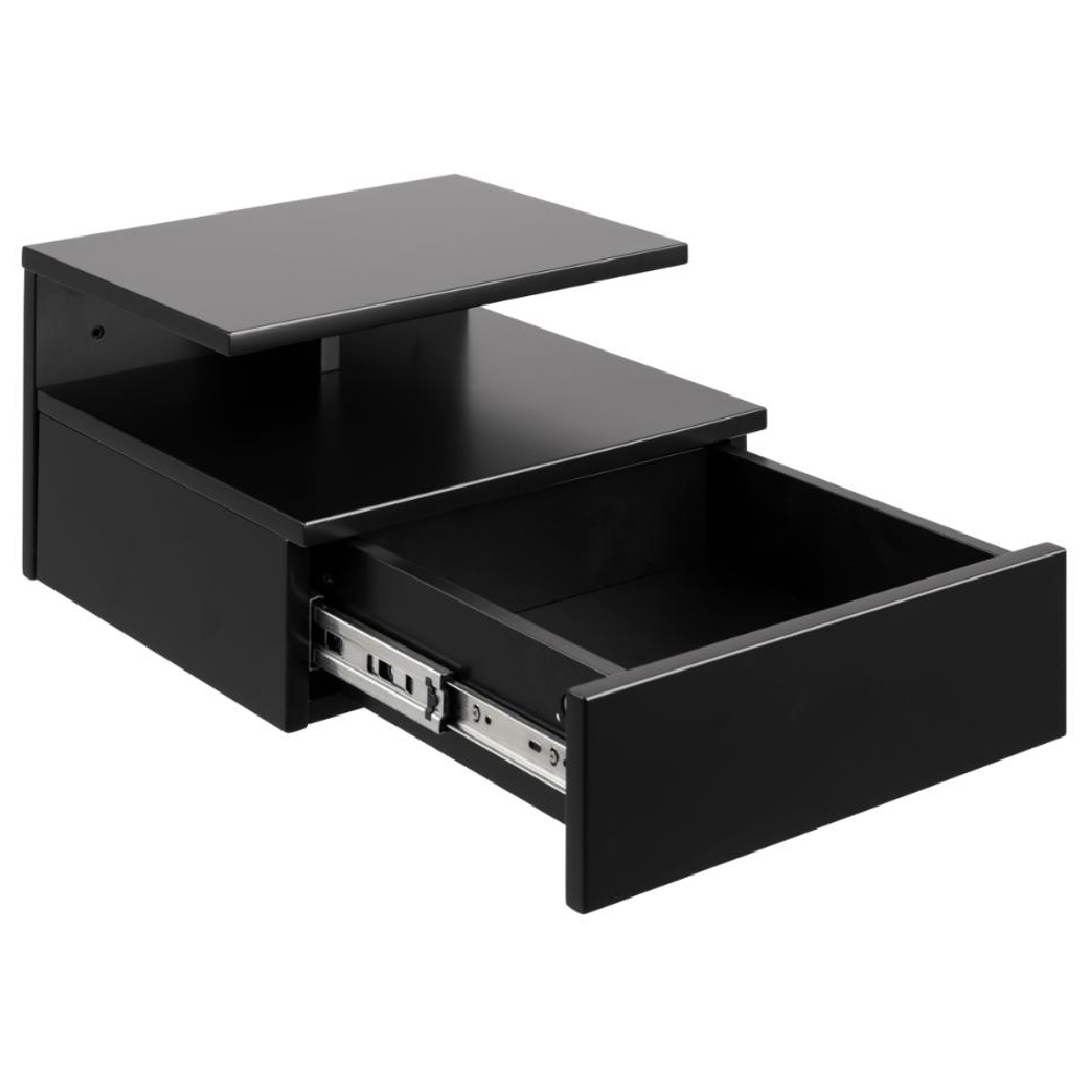 Ashanti Wall Hung Wooden Bedside Cabinet In Black