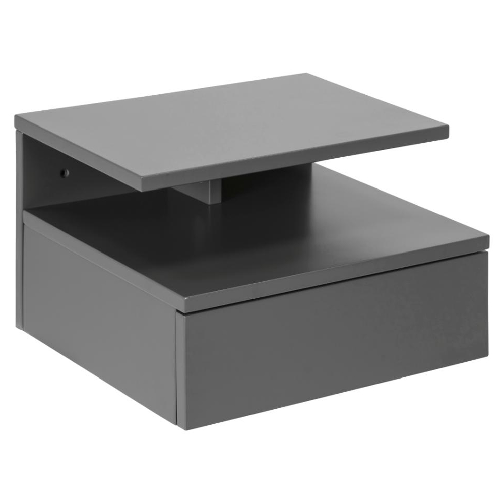 Ashanti Wall Hung Wooden Bedside Cabinet In Grey