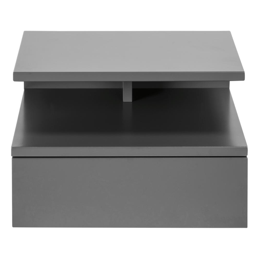 Ashanti Wall Hung Wooden Bedside Cabinet In Grey