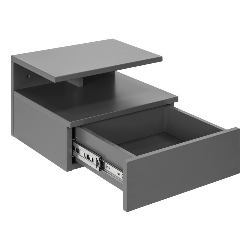 Ashanti Wall Hung Wooden Bedside Cabinet In Grey