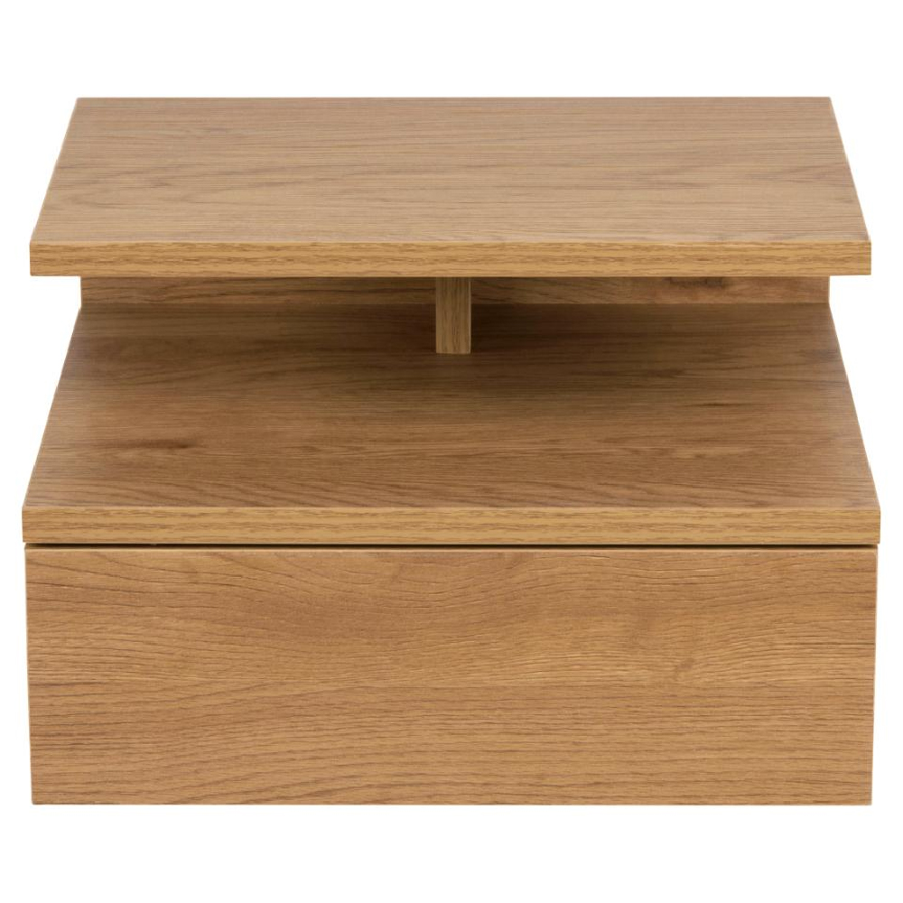 Ashanti Wall Hung Wooden Bedside Cabinet In Matt Oak