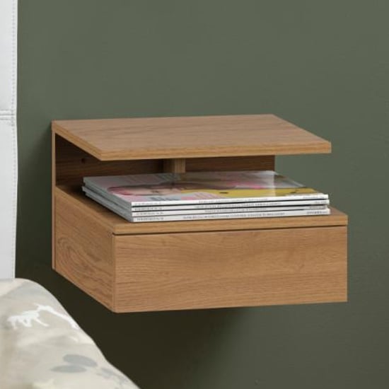 Product photograph of Ashanti Wall Hung Wooden Bedside Cabinet In Matt Wild Oak from Furniture in Fashion
