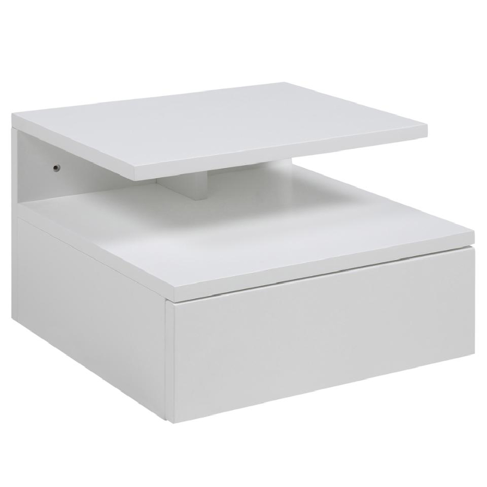 Ashanti Wall Hung Wooden Bedside Cabinet In White
