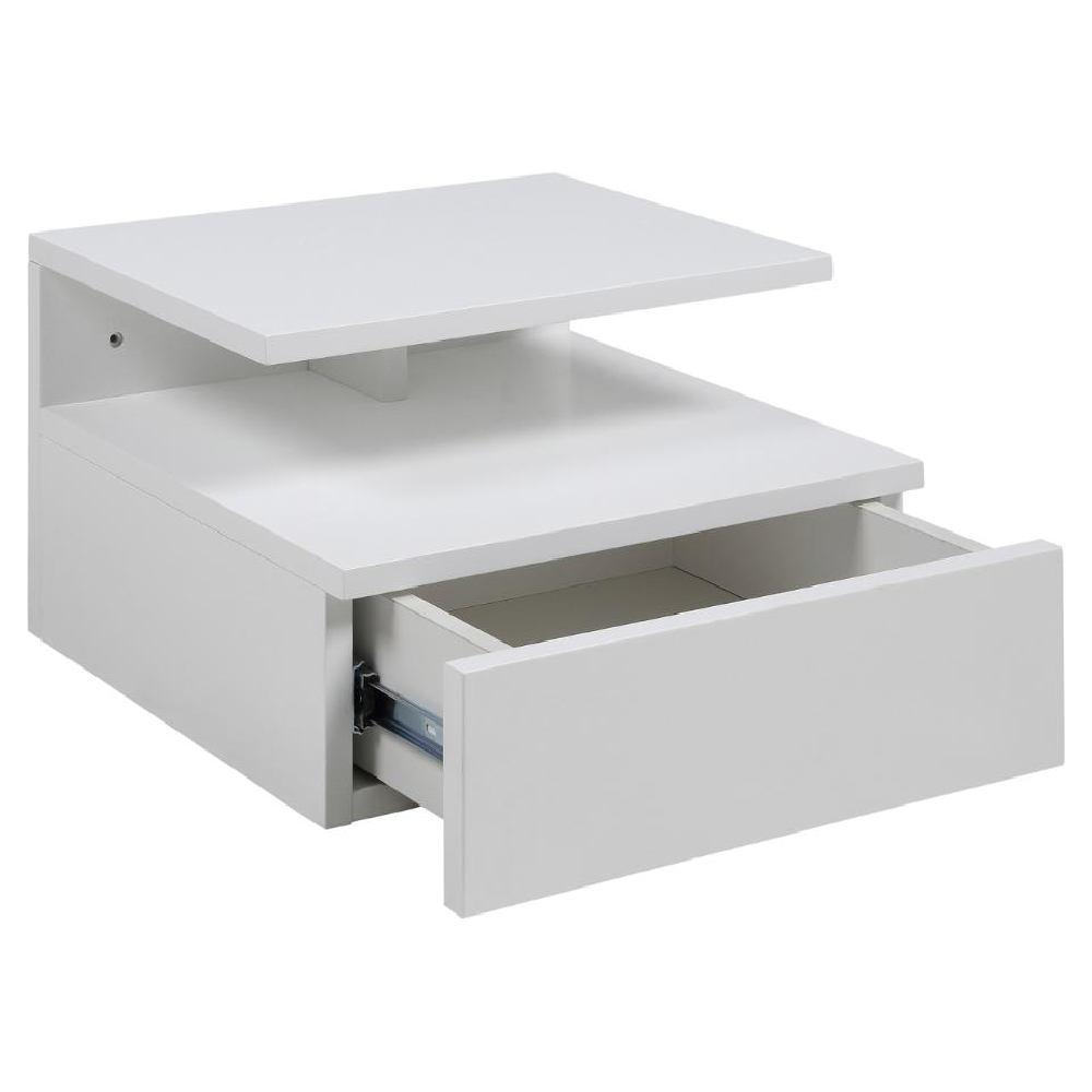 Ashanti Wall Hung Wooden Bedside Cabinet In White