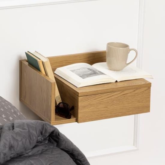 Product photograph of Ashanti Wall Hung Wooden Bedside Cabinet Wide In Matt Wild Oak from Furniture in Fashion