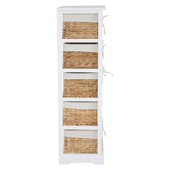Ashbile Wooden Chest Of 5 Basket Drawers In White