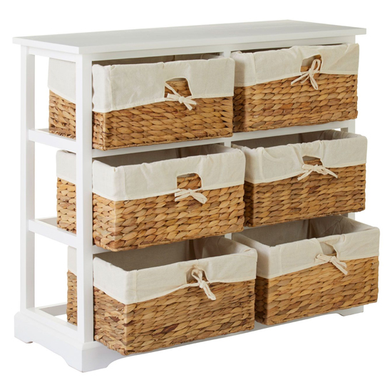Ashbile Wooden Chest Of 6 Basket Drawers In White_2