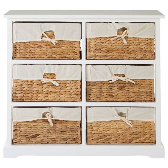 Ashbile Wooden Chest Of 6 Basket Drawers In White_3